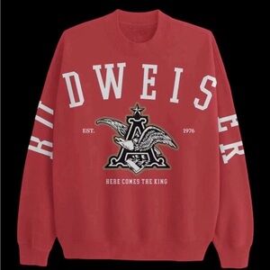 Budweiser Here Comes The King Mens  Red Sweatshirt Crew Neck Eagle  NWT